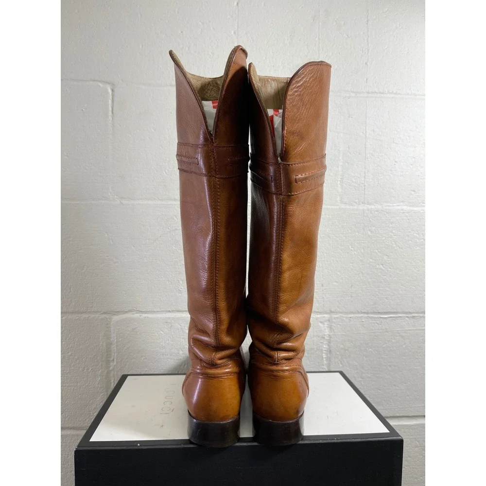 Frye‎ Melissa 76442 Trapunto Brown Leather Tall Riding Boots Pull On Women 7.5 B